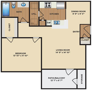 One Bedroom / One Bath - 750 Sq. Ft.*